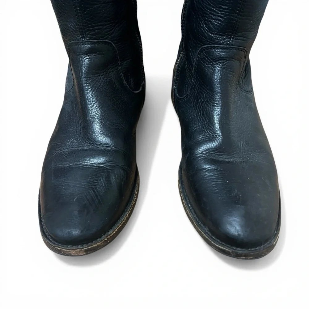 Frye Shirley Over The Knee Riding Boots Black Leather Size 7 Heritage Classic